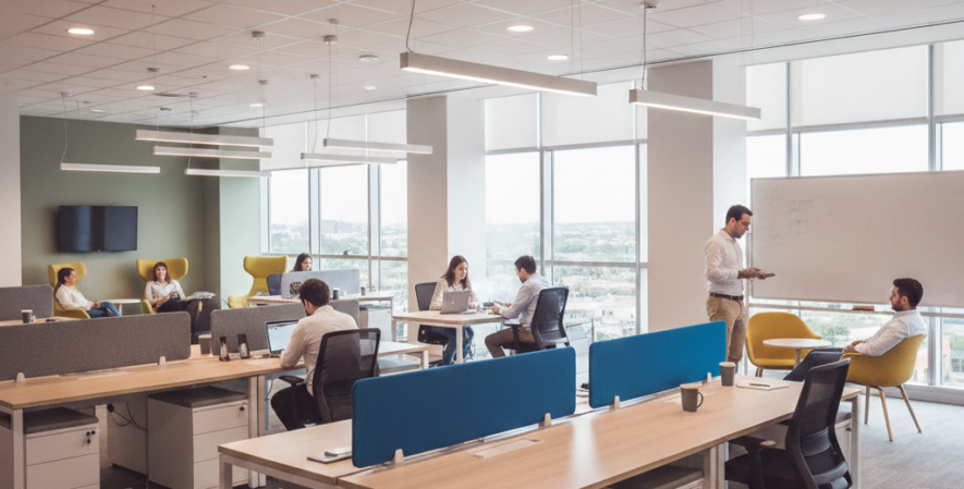 O impacto da iluminação e das cores do mobiliário no rendimento da equipe